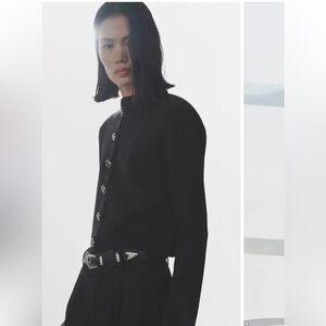 Mango Women's Black Jacket with Silver Buttons